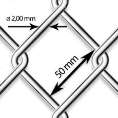 Pletivo pozinkované Zn - drôt Ø 2,0mm; oko 50mm; výška 200cm